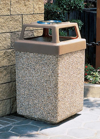 53 Gallon Concrete 4 Way Open Top Outdoor Waste Container