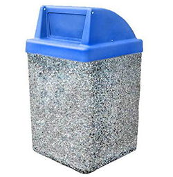 53-Gallon Concrete Push Door Dome Top Outdoor Waste Container