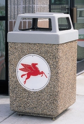53 Gallon Custom Logo Concrete Square Outdoor Trash Can CLTF1040