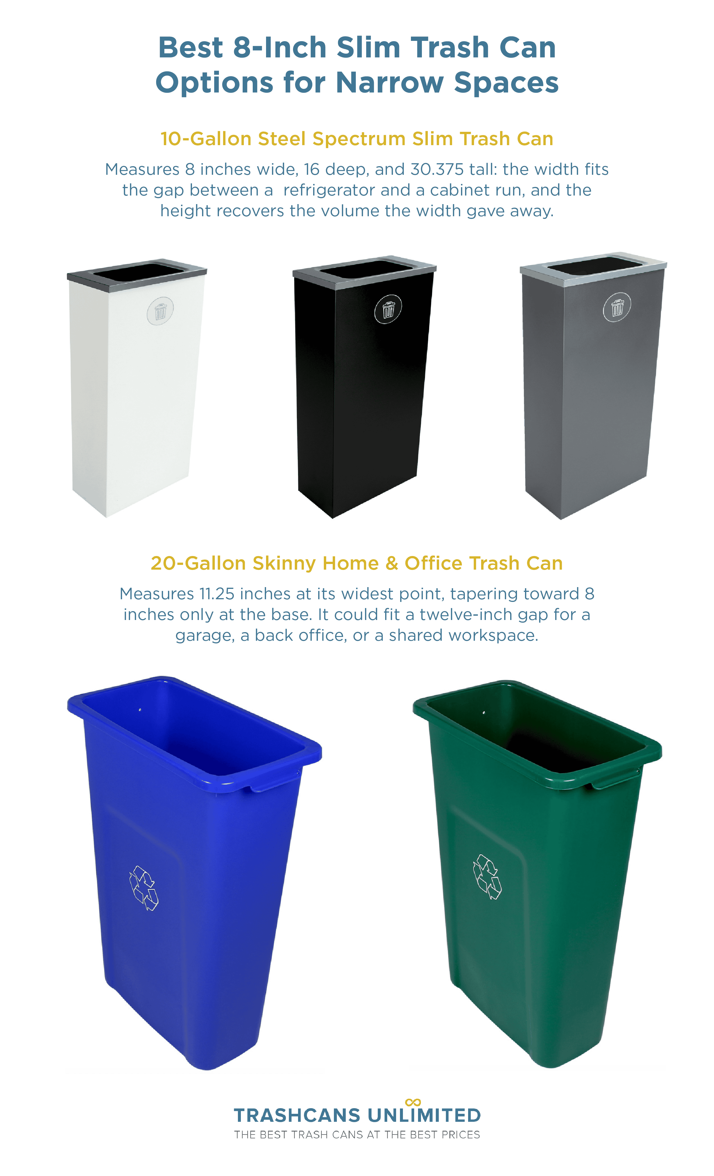 Best 8-Inch Slim Trash Cans for Narrow Spaces: Trashcans Unlimited Options
