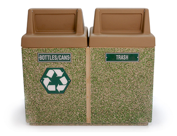 90-Gallon Concrete Dual Recycling Outdoor Waste Receptacle