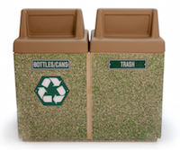 90 Gallon Concrete Dual Recycling Outdoor Waste Receptacle