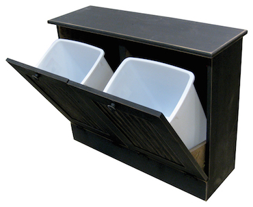 Double Tilt Out Wood Trash Can Recycle Bin