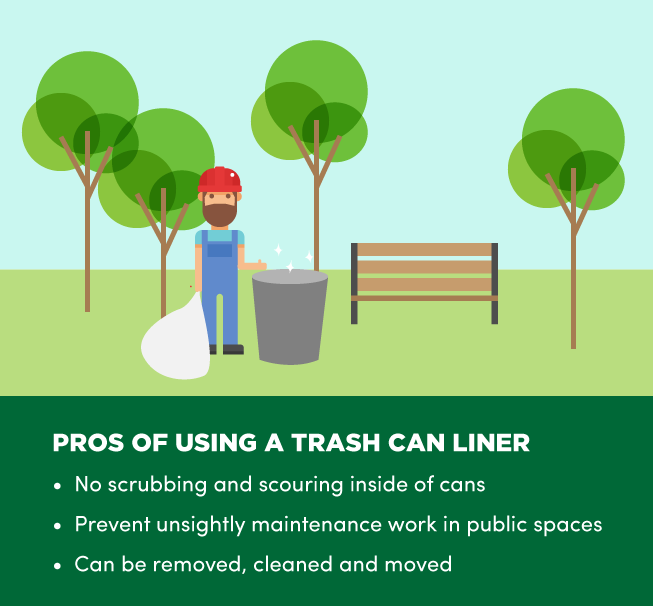 Trash can liners prevent the need to scrub and scour the trash cans themselves, saving you the time and expense associated with extra maintenance