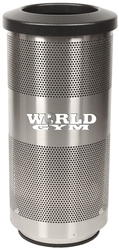 35 Gallon Stadium Series Stainless Steel Trash Can with Logo SC35-02-SS