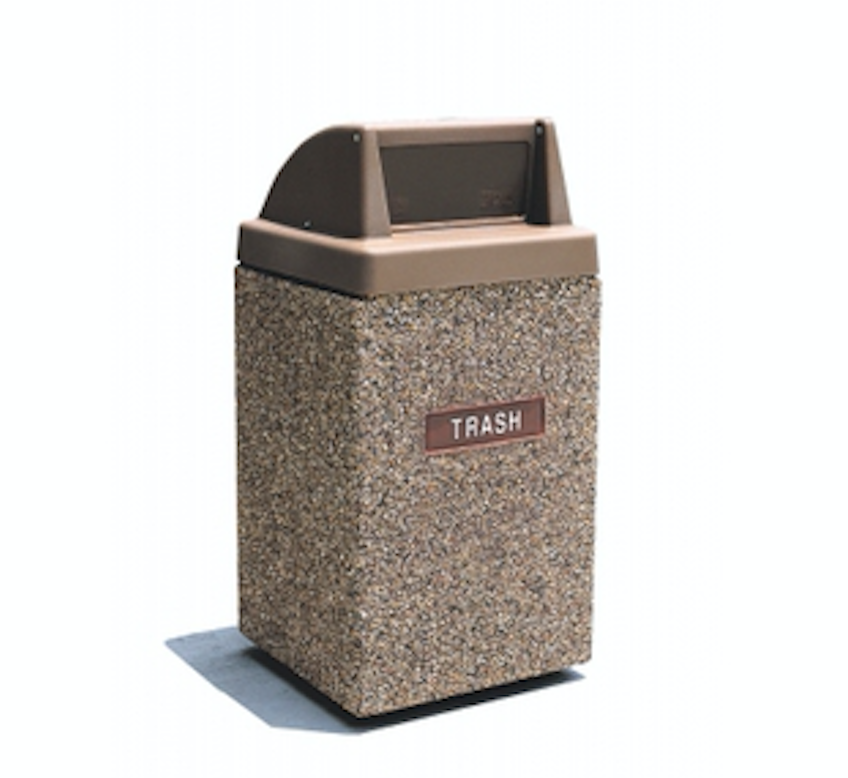 45 Gallon Custom Logo Square Push Door Lid Trash Can with Rear Entry CLTF1029