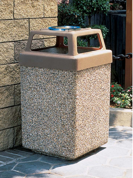 53 Gallon Concrete 4 Way Lid Trash Can and Ashtray
